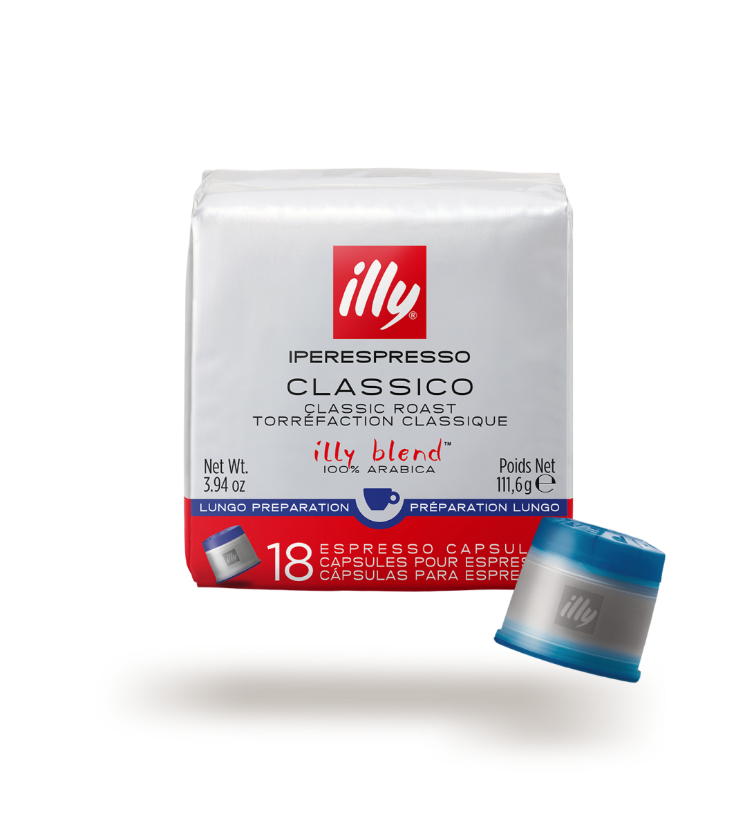 Kohvikapslid, keskmine röst, lungo (pikk kohv), ILLY, 18 tk