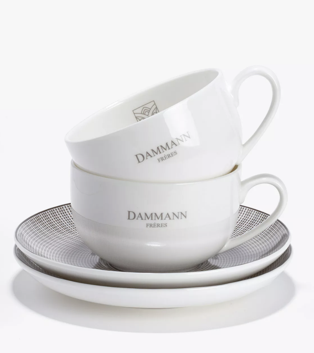 Valge teetass alustaldrikuga, DAMMANN, 300 ml