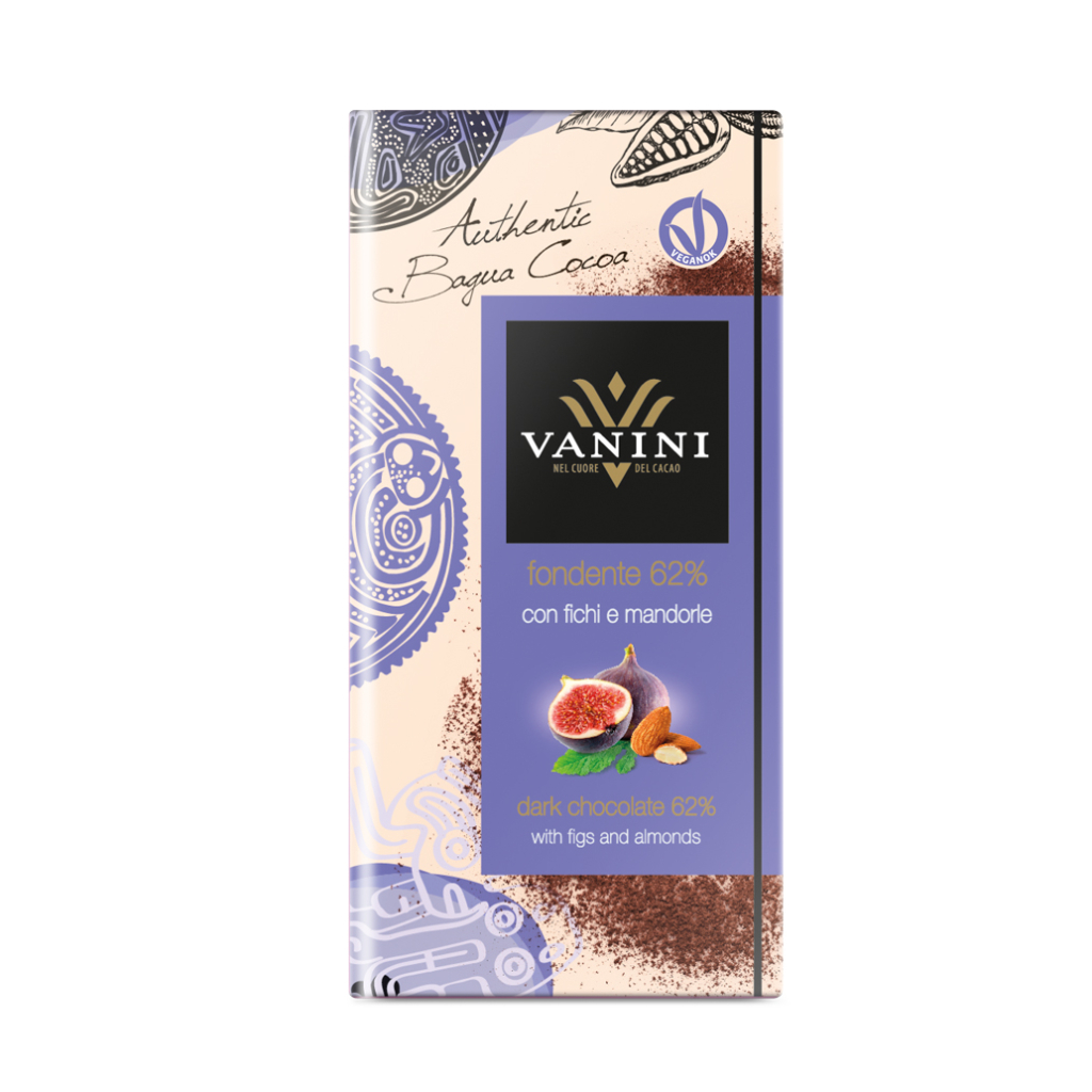 Vanini tume šokolaad 62% viigimarja ja mandlitega, VANINI, 100 g