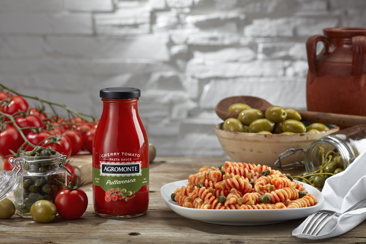 Puttanesca pastakaste kirsstomatite, oliivide ja kapparitega, AGROMONTE, 260g