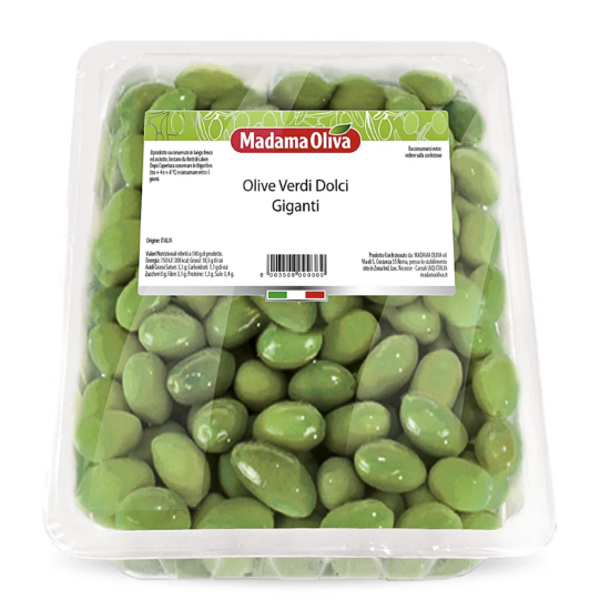 Suured rohelised oliivid (magusad), MADAMA OLIVA, 1500/1000g, BB: 13.12.2025