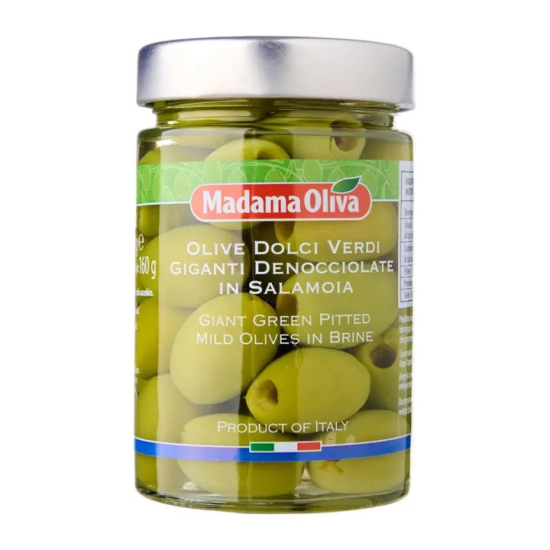 Suured mahedad rohelised kivita oliivid 140/295g, MADAMA OLIVA