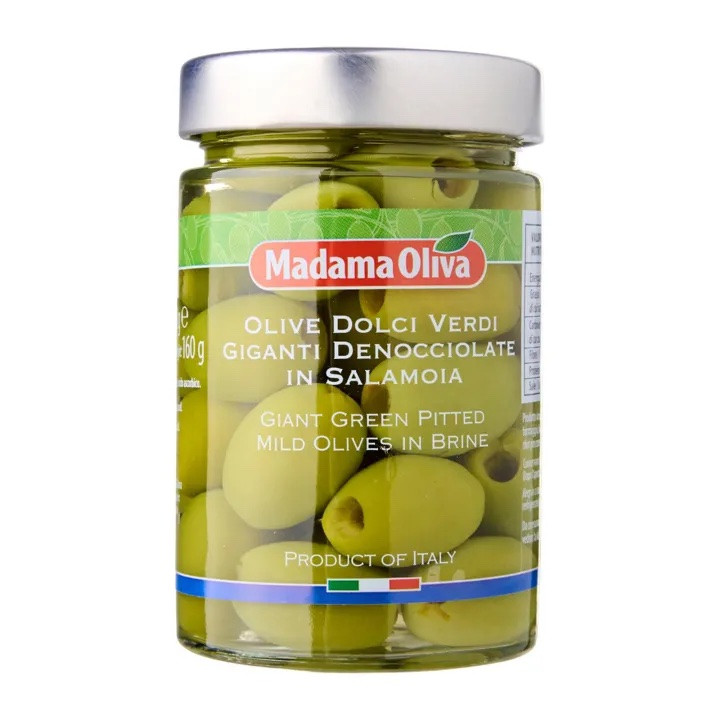 Suured mahedad rohelised kivita oliivid 140/295g, MADAMA OLIVA