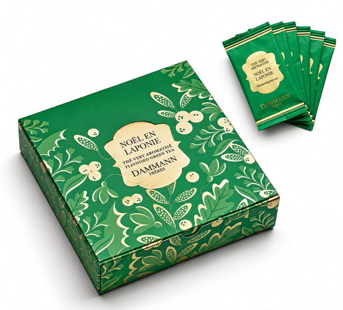 Maitsestatud roheline tee "Noël En Laponie", DAMMANN FRERES, kinkekarbis 6 teepakki